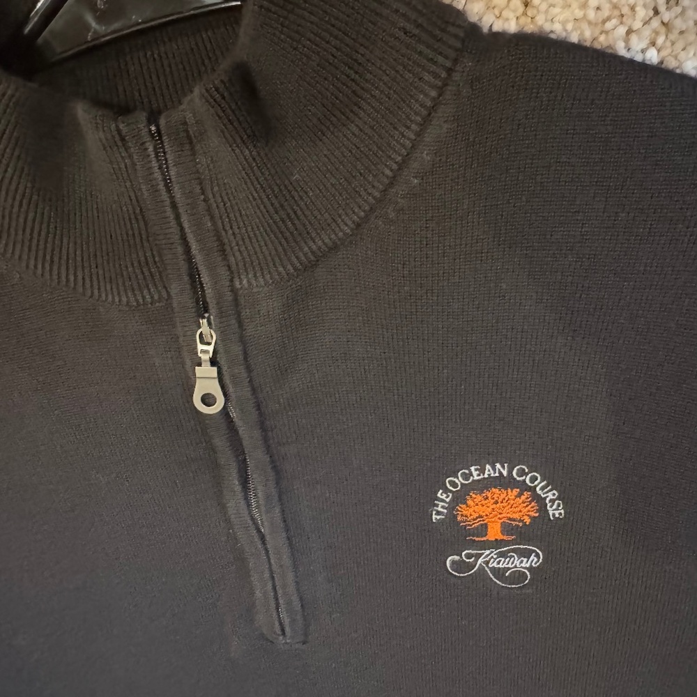 Men's PGA Kiawah Ocean Course 1/4 zip  Golf Sweater by Greg Norman in black